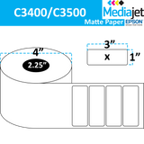 <strong>3" x 1"</strong><br>Die Cut Matte Paper Inkjet Labels for Epson C3400 / C3500<br>(8 Rolls)