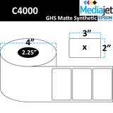 <strong>3" x 2"</strong><br>Die Cut GHS Matte Synthetic Inkjet Labels for Epson C4000<br>(8 Rolls)