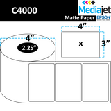 <strong>4" x 3"</strong><br>Die Cut Matte Paper Inkjet Labels for Epson C4000<br>(8 Rolls)