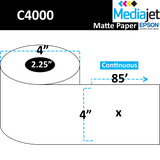 <strong>4" x 85'</strong><br>Continuous Matte Paper Inkjet Labels for Epson C4000<br>(12 Rolls)