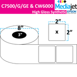 <strong>2" x 2"</strong><br>Die Cut High Gloss Synthetic Inkjet Labels for Epson C7500/6000<br>(2 Rolls)