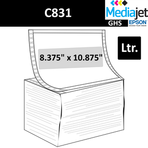 8.375" x 10.875" (Letter) GHS Inkjet Labels for Epson C831, Pin Fed and Fan Folded