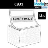 8.375" x 10.875" (Letter) GHS Inkjet Labels for Epson C831, Pin Fed and Fan Folded